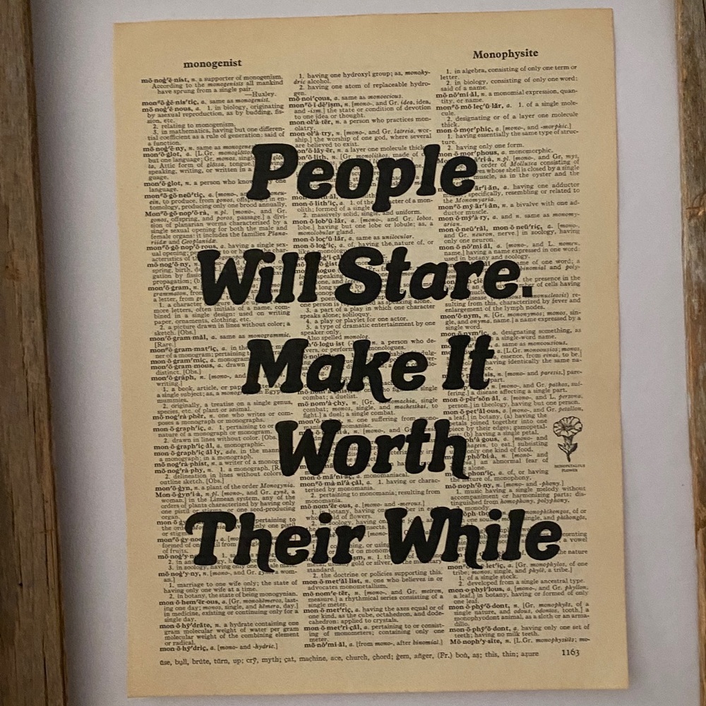 Vintage Dictionary Art Print People will Stare